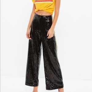 Missguided Black Sequin Wide Leg Pants